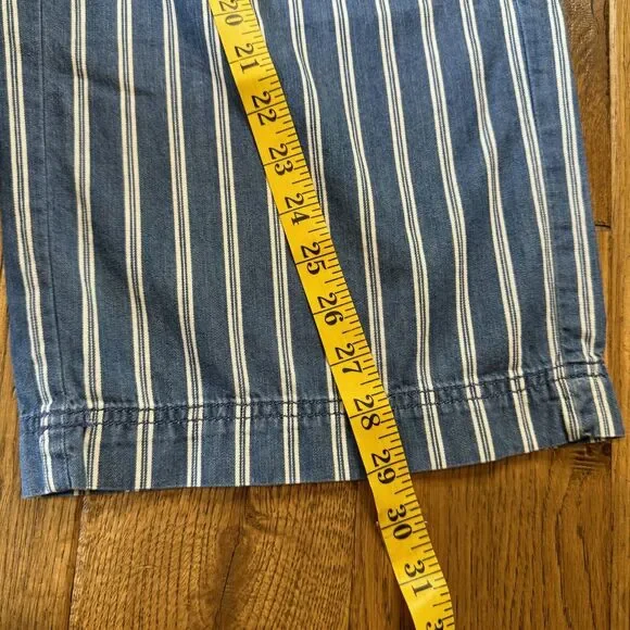 American Eagle Chambray Hi Rise Wide Leg Striped Pant Tie Waist Womens Size 0 - Picture 5 of 7